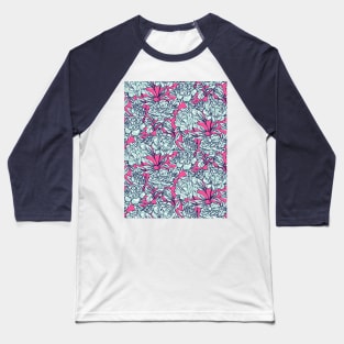 Mint and Hot Pink Leopard Peonies Baseball T-Shirt